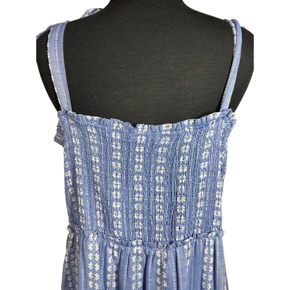 Draper James RSVP Tiered Maxi Dress Smocked Sleeveless with Tie Straps Blue XL - Picture 10 of 16